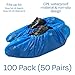 Buena Goods 100 Pack Extra Large Disposable Blue Boot and Shoe Covers - Indoor Reusable Waterproof Shoe Covers Disposable - Booties with Non Slip Treads - Fits US Men's Size 14 and Women's 16 Size