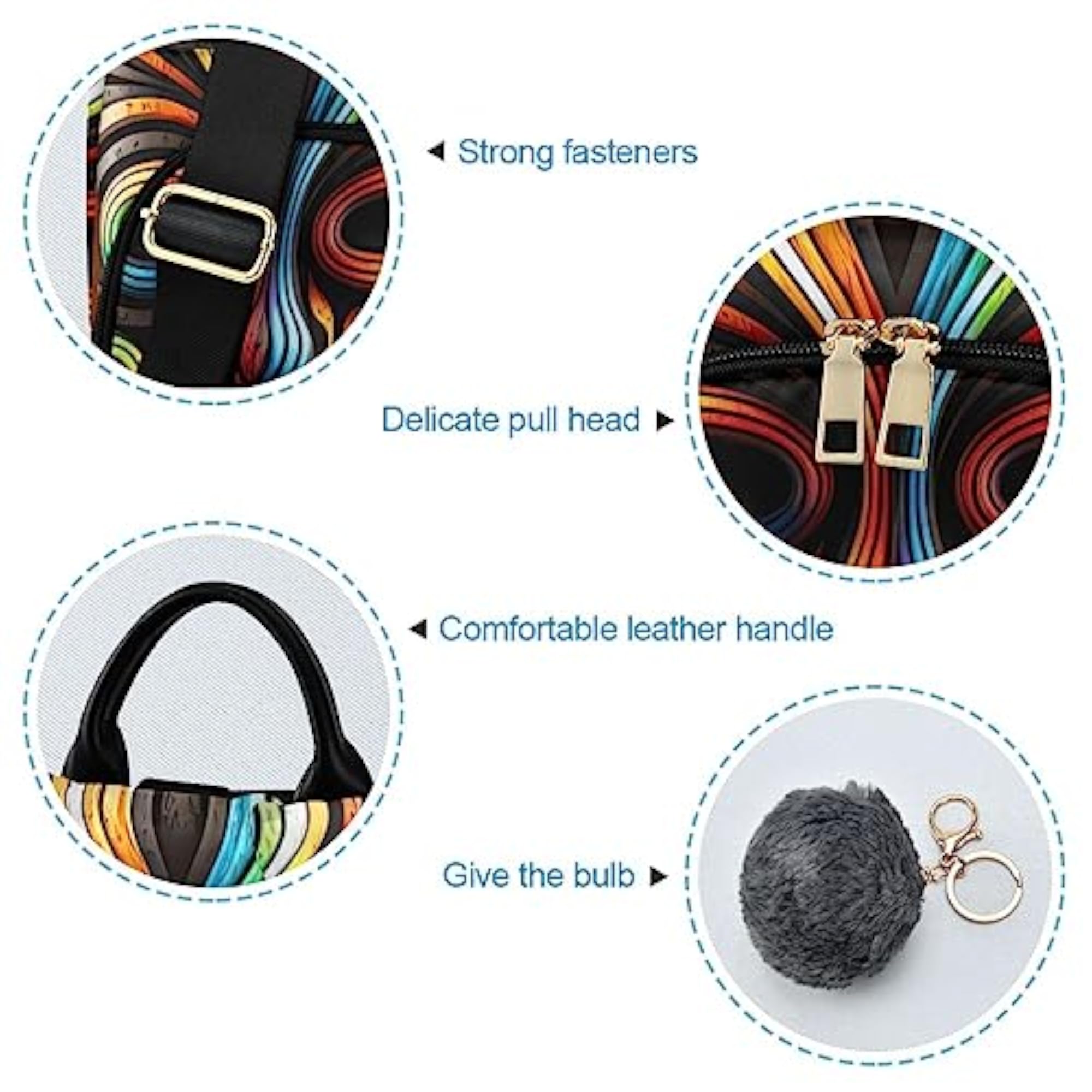 Women's Bright Painted Tiki Backpack, Fashion Anti-Theft Daypack