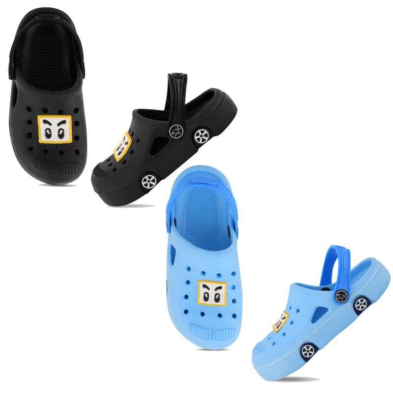 Image of SMARTOTS Pack of 2 Car Design Kids Clogs for Daily Use, Kids Eva Sandals for Boys and Girls with Adjustable Sling Back Strap
