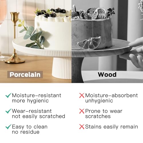 13 Inch Cake Stand, Ceramic Cake Stands for Party, Elegant Wedding Cake Plate for Dessert Table Display, Dessert and Cupcake Stand for Party, Baby Shower, Birthday, White - Image 5