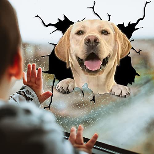 KedAiKJ 3D-Auto-Dekoration, Labrador, Riss, Vinyl, Hund, Fenster, Stoßstange, Aufkleber (25,4 x 25,4 cm)