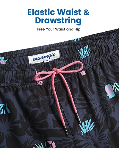 Image of maamgic Mens Swim Trunks with Compression Liner 5 Inch, Quick Dry Bathing Suit with Zipper Pockets, No-Chafing Swim Shorts