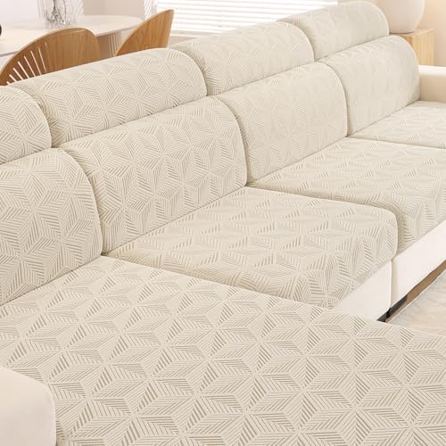 Ystyle Copricuscini Divano Elasticizzato, Copridivano Cuscini Separati, Copri Seduta Divano Antigraffio, Sofa Seat Cover, Coprisedile Divano, Copridivano Seduta (Grande 1 Posto, Beige)