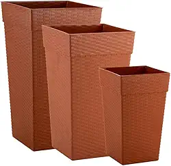 Russa com 3 Vasos Plantas Flores Rattan Grande Decorado 10L,17L e 28L (Cerâmico)