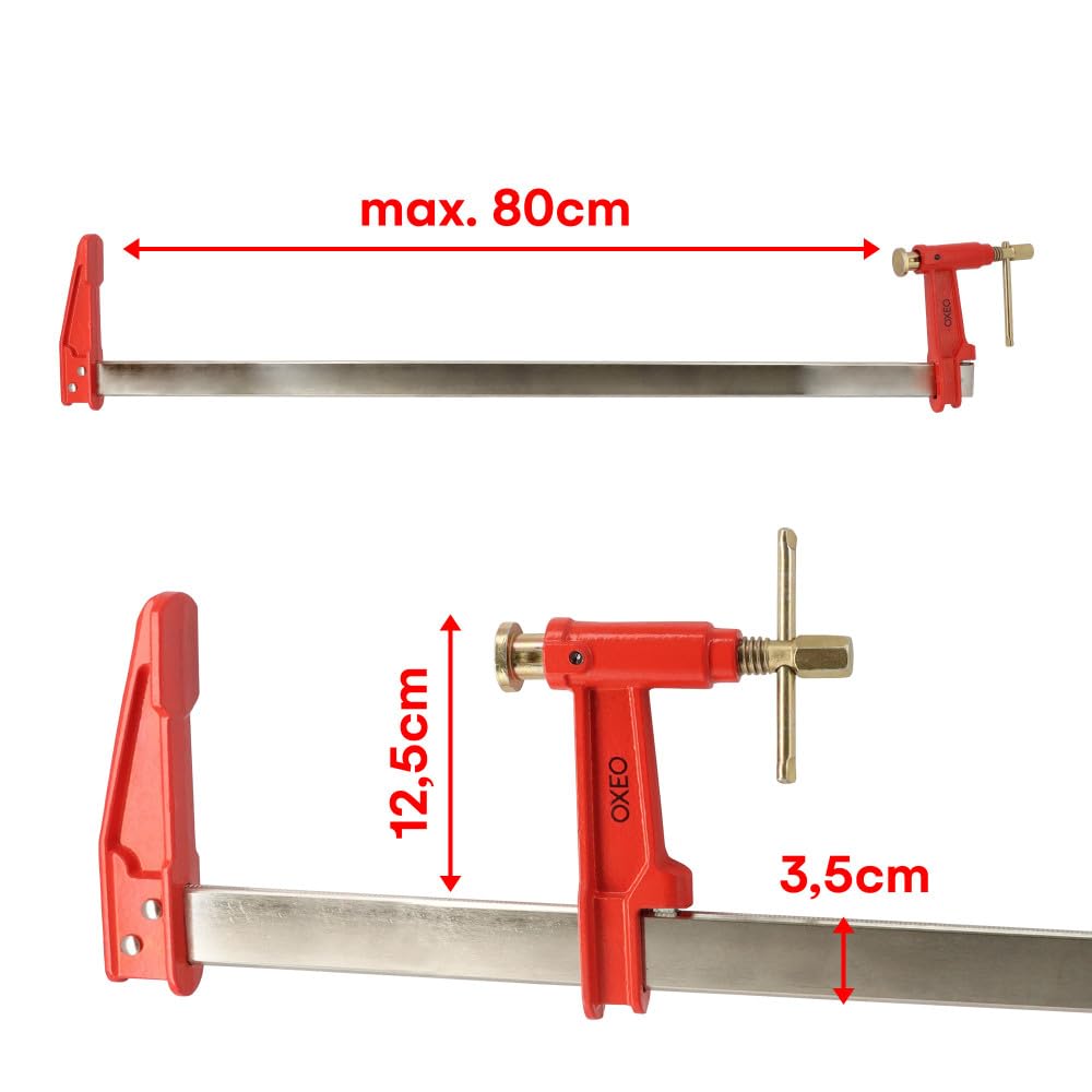 Lot de 2 serres joints à pompe 80 cm - Acier laminé - Longueur de serrage 80 cm - Saillie 125mm - Frein anti glissement