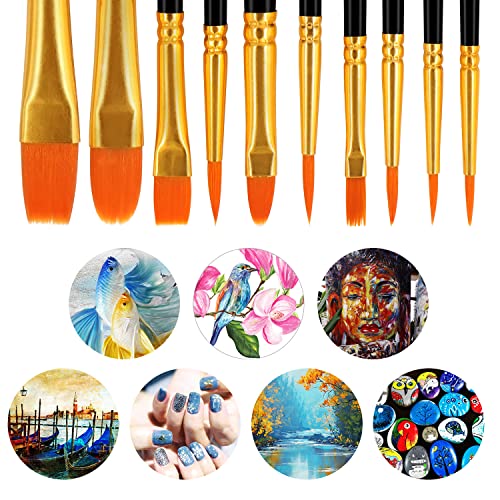 Joinrey Paint Brushes Set,20 Pcs Round Pointed Tip Paintbrushes Nylon Hair Artist Acrylic Paint Brushes For Acrylic Oil Watercolor, Face Nail Art, Miniature Detailing And Rock Painting (Black) #TOP4