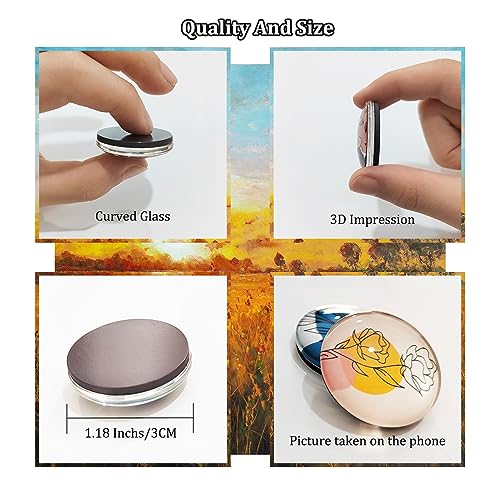 image for YayaCat 24 Pcs 1.2 in Round Glass Boho Refrigerator Magnets - Strong &