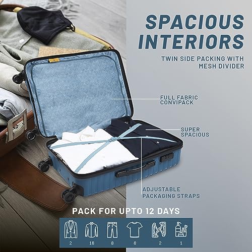 Image of Aristocrat Large Airpro 76 Cms Check-in Polypropylene Hardsided 8 Spinner Wheels Luggage /Suitcase /Trolley Bag- Coral Teal Blue, 53 Cm