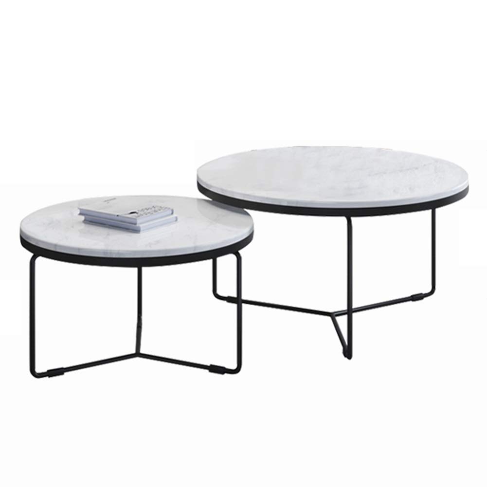 Table basse ronde en marbre pour un salon moderne et chaleureux
