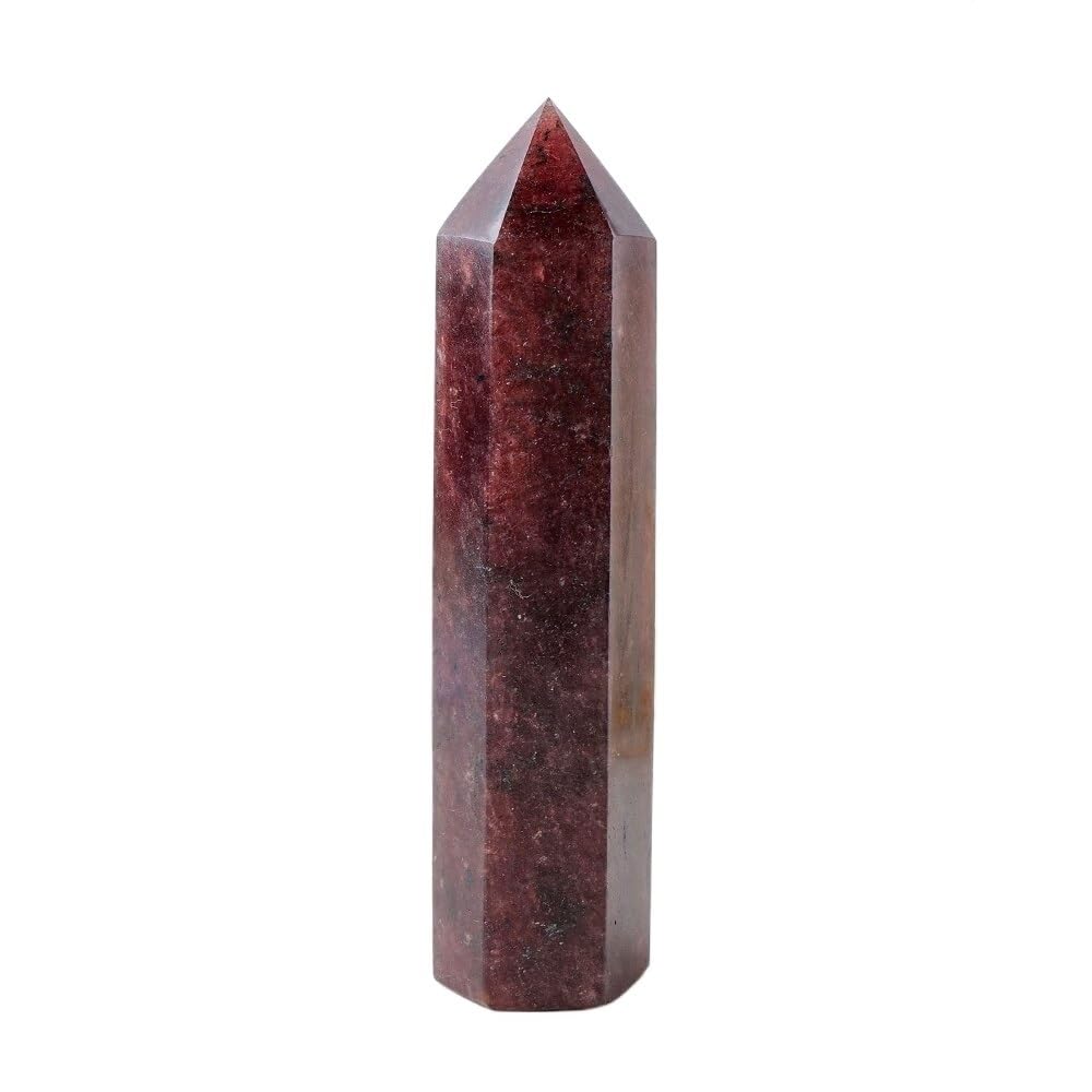 LLBOGRGGN Stone Strawberry Quartz Hexagonal Column Gemstone Crystal Tower Point Wand Home Decoration Ornaments (Size : 600-700g)