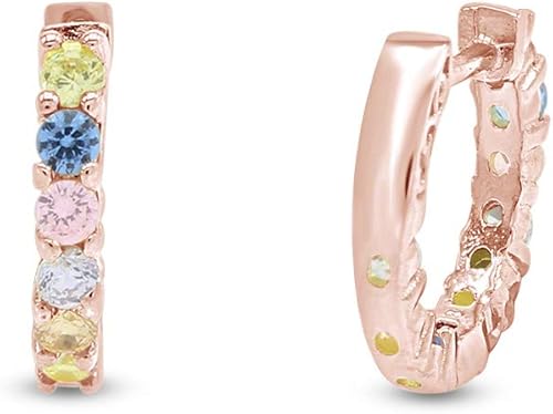 Miniatura 3 de Pendiente de aro redondo pastel arco iris