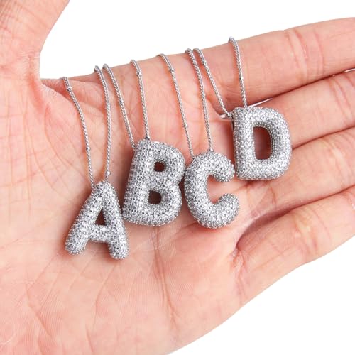 قلادة بدلاية على شكل حرف R من زد زاتشي بتصميم منتفخ أنيق حريمي وبناتي مرصع بالزركونيا المكعب