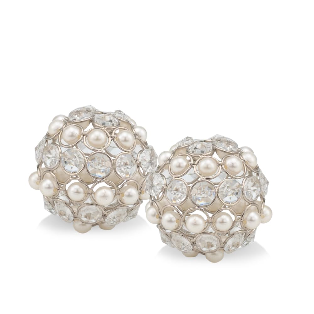 Facetas Perla - Bolas de cristal y perla (7,6 cm, 2 unidades)