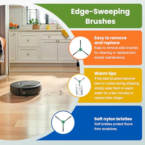 Image of 25 Pack Roomba Replacement Parts for iRobot 104 / Roomba 105 Combo /105X /105 Vac / Q052 Robot Vacuum & Mop, 2 Bristle Brush, 6 Edge-Sweeping, 6 Filters, 6 Dust Bags, 4 Mop Pads, 1 Cleaning Brush