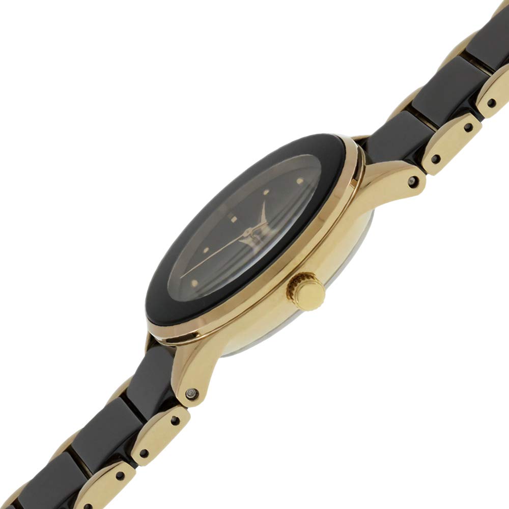 Dugena Damski zegarek na rękę Amica Ceramica ceramika 29 mm czarny/złoty