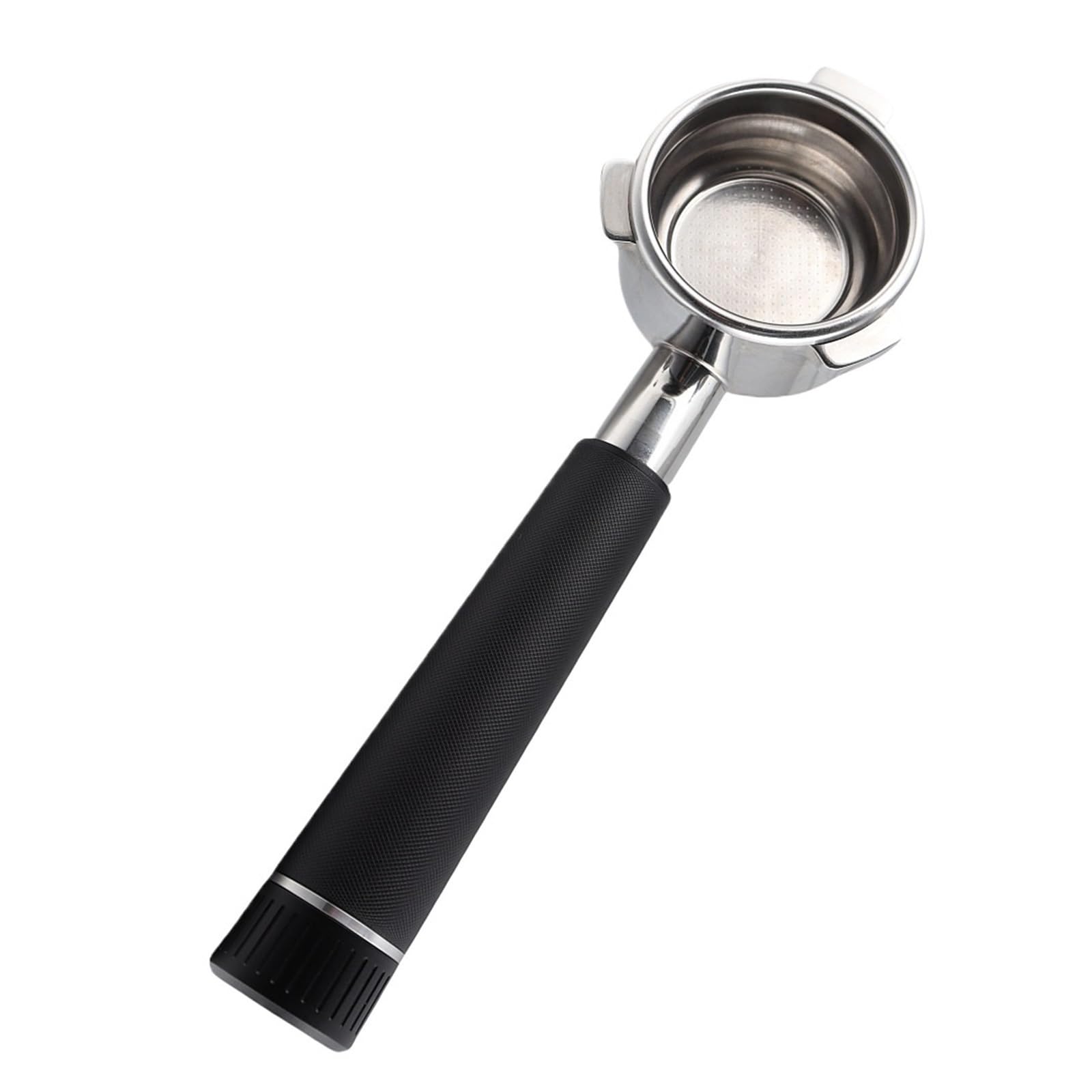 Portafiltro sin fondo (1 unidad) compatible con mango de cafetera espresso acero inoxidable para Café(Black,51mm)