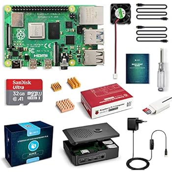 LABISTS Raspberry Pi 4 Model B 4GB RAM Starter Kit, RPi Barebone con MicroSD 32GB, Tipo C Alimentatore 5.1V 3A, Ventola, Micro HDMI, Lettore di Scheda e Custodia Protettiva Nera
