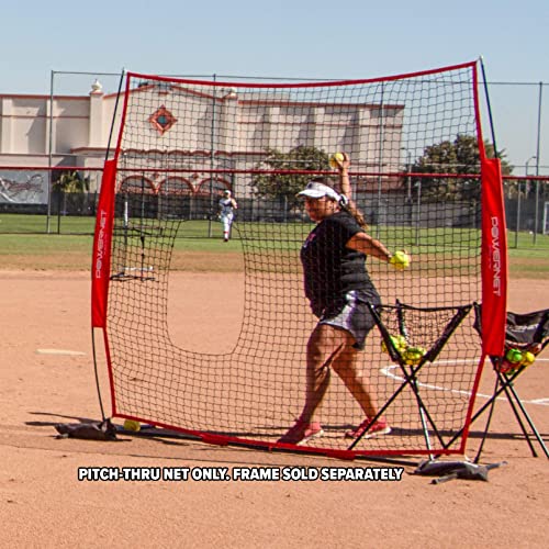 Powernet 7X7 Ft Pitch-Thru Protection Screen For Softball (Net Only) | 49 Sqft Barrier | Perfect For Pitching Or Batting Practice | Open Area In Net To Allow Ball To Pass Through #TOP4