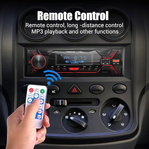 Image of Audio Wheels Car Radio Bluetooth Single DIN Car Stereo Audio, Car Audio with Handsfree and Supports FM / MP3 /SD /AUX /Dua USB /EQ /Quick Charge | Not a CD Player