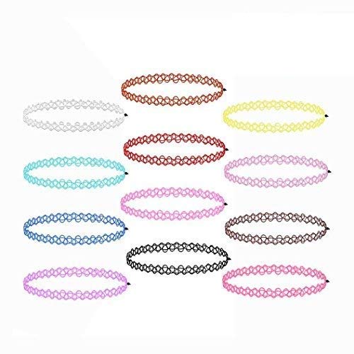 OFKPO 12 Piezas Accesorios de Vestir gótico - Gargantilla del Collar de la Cadena de Línea de Color