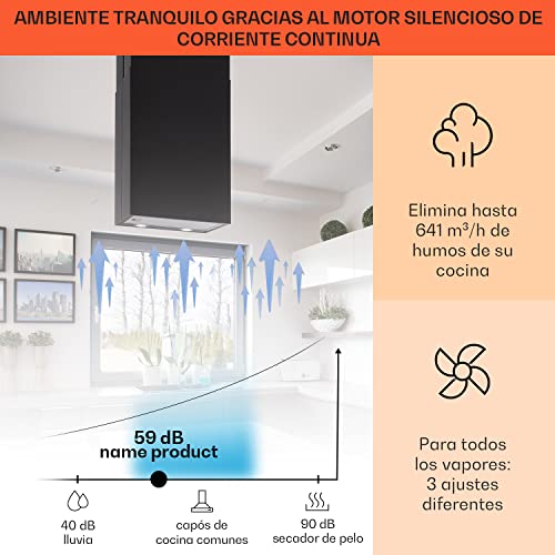 Klarstein-Structura-Campana-extractora-en-isla-Clase-A-Extraccion-Ventilacion-3-potencias-Caudal-641-mh-41-x-355-cm-LED-Apto-para-filtro-de-carbon-activo-Acero-inoxidable-Negro Klarstein-Structura-Campana-extractora-en-isla-Clase-A-Extraccion-Ventilacion-3-potencias-Caudal-641-mh-41-x-355-cm-LED-Apto-para-filtro-de-carbon-activo-Acero-inoxidable-Negro