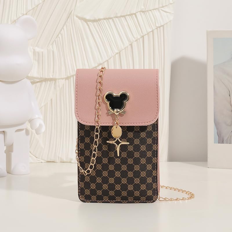 PREZARK スモールバッグ レトロ クロスボディ バッグ プリント 携帯電話バッグ