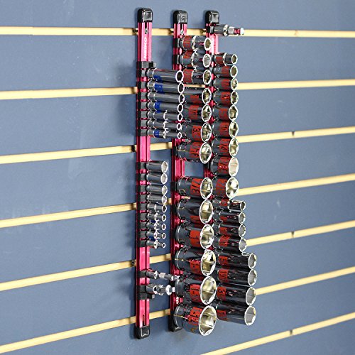 Neiko 02454A Aluminum Socket Holder And Socket Organizer Tray For Toolboxes With Lightweight And Heavy-Duty Rails, 1/4-Inch, 3/8-Inch, And 1/2-Inch Drives, 3-Piece Socket Storage Set #TOP7