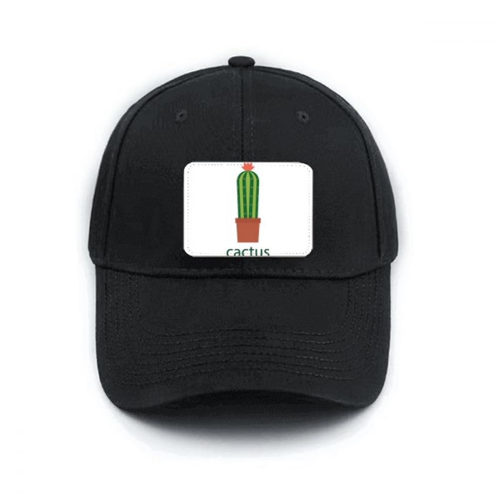 Chapeau classique noir type casquette de baseball ajustable broderie cactus - 4