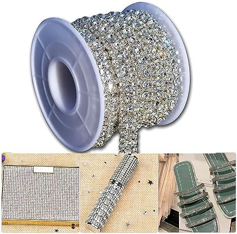 LRESJJIUJ 1 roll Transparent Crystal Rhinestone Closed Chain Trimming Claw Chain Decoration Cup Chain Loose Craft Jewelry Production DIY Wedding Decoration?2mm/ss6?