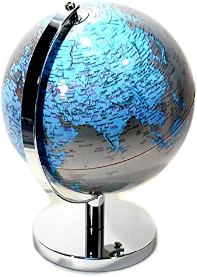 Globo Terrestre Gold e Silver edição Luxo Base Cromada Português