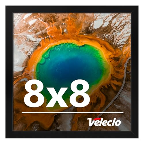Veleclo 8x8 Picture Frame for Wall Display 8x8 Black Picture Frame with Shatter Resistant Plexiglass Stable and Sturdy 8 x 8 Poster Frame for Wall Display Handpicked Gift Collection 1 Pack