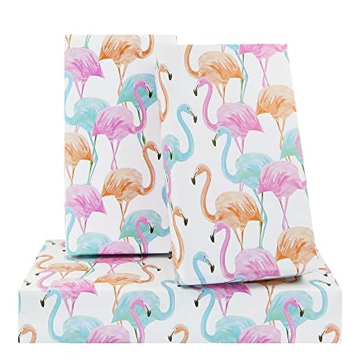 Pink Orange and Blue Dancing Flamingo Birthday Wrapping Paper For Kids Girls Boys,Flamingo Gift Wrap Paper for Birthday Wedding Valentine's Day Baby Shower Party, 4 Sheets Folded Flat 20x28 Inches Per Sheet