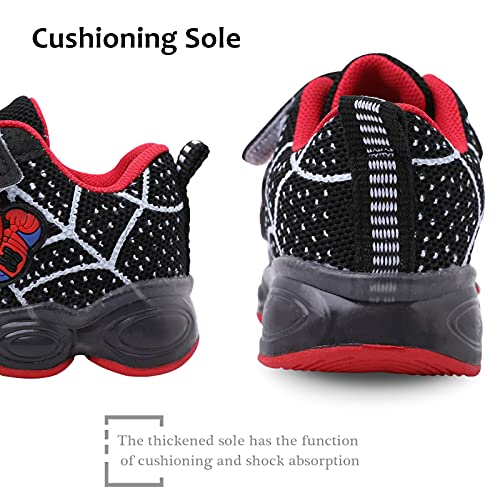 Szsppinnshp Kids Spiderman Led Light Up Shoes Baby Boys Girls Breathable Fashion Flashing Sneaker Athletic Running Shoe Toddler First Walking Sneaker Black #TOP3