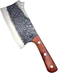 Cutelo Artesanal Rústico para Churrasco, Aço Inox Full Tang, Lâmina 18cm, Cabo de Madeira, Manual, Comprimento Total 30cm, Espessura 4mm