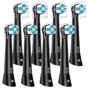 Replacement Heads Compatible with Oral B iO 2/3/4/5/6/7/8/9/10 Series Electric Toothbrush, Brush Heads Compatible with Oral B iO for Gentle Gum Care & Deep Cleaning (8 Black)