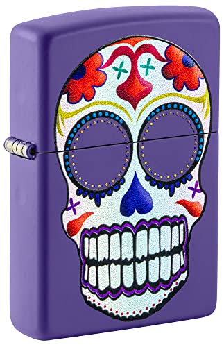 Encendedor Zippo diseño Skull morado mate bolsillo miniatura 1