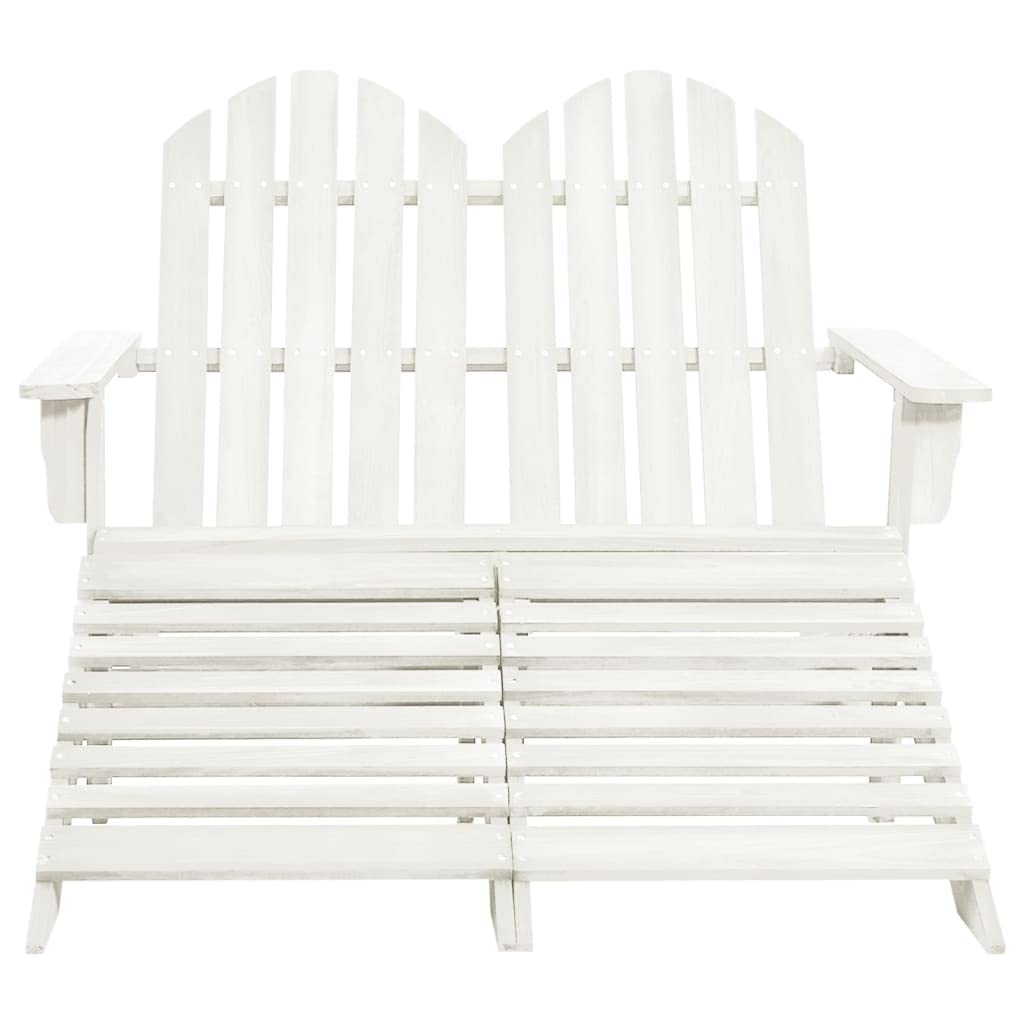 vidaXL Otomana Adirondack de Jardín 2 Plazas Asiento Sillón Oscilante Columpio Patio Terraza Balcón Exterior Tumbona Muebles Blanco Madera de Abeto