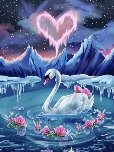Diamond Painting Adulte Amour 60x80 cm - Peinture Diamant Cygne DIY 5D Complet