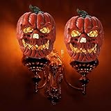 2-Pack Halloween Pumpkin Skull Light Covers, Halloween Decorations Outdoor Skeleton Porch Light Covers, Pumpkins Ornament for Porch, Garage, Front Door, Outdoor, Ceiling Lamp