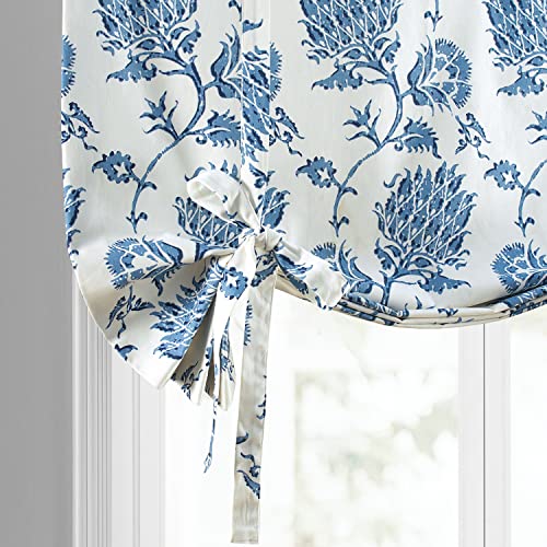 Image of HPD Half Price Drapes Room Darkening Tie Up Curtains 46 X 63 Inch Duchess Printed Cotton Window Roll Up Balloon Curtain for Living Room, Kitchen PRTW-TUD51A-63 (1 Panel), Duchess Blue