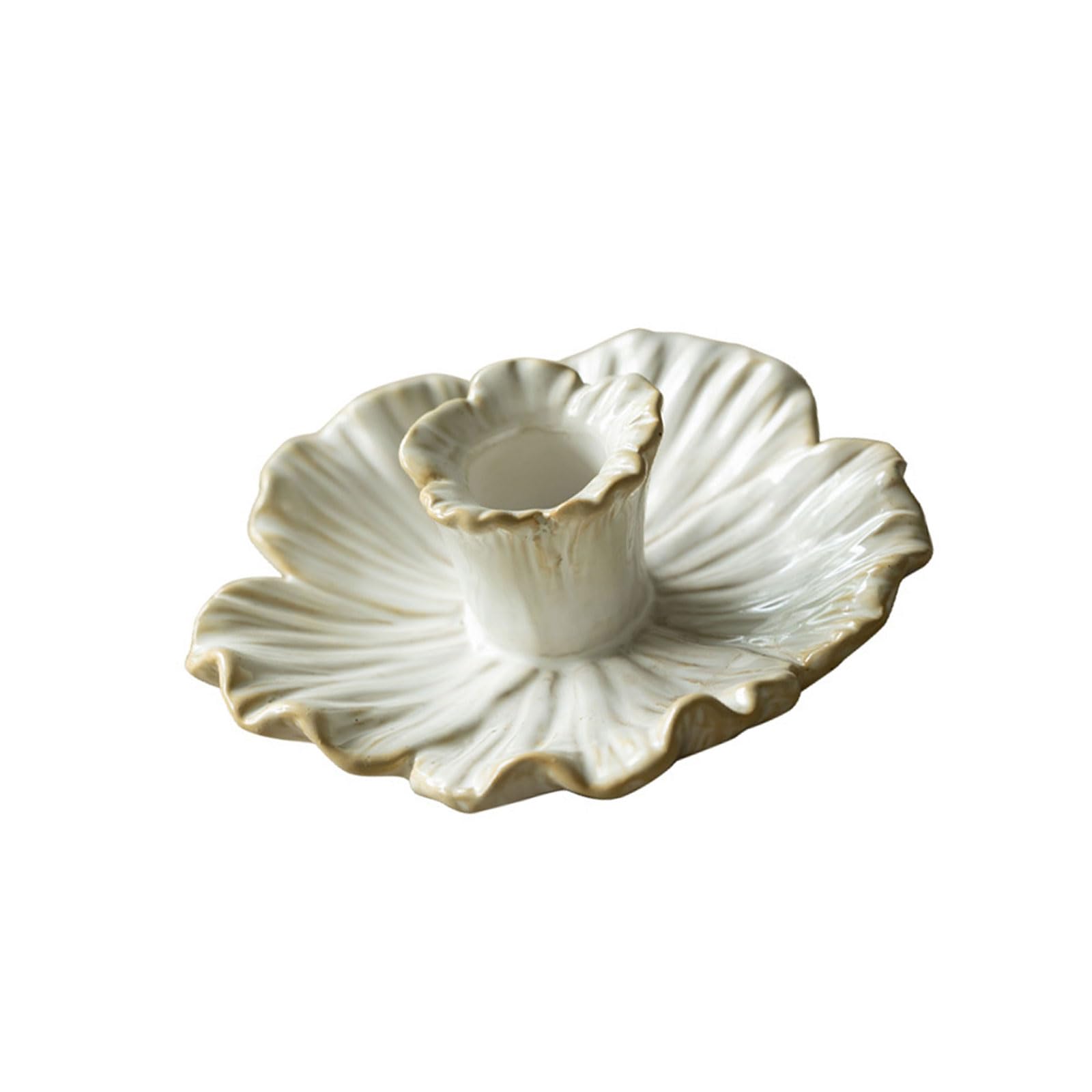 PANGBOER Handcrafteds Florals Ceramics Candlestick Stand with Kilns Transformation Glazes for Romantics Ambiances Ceramic Tray