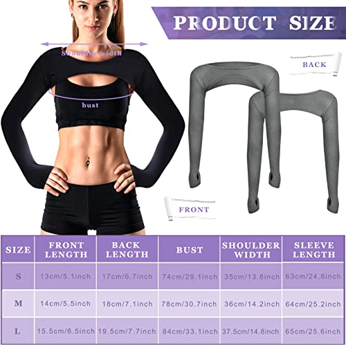 Janmercy 2 Pieces Women's Long Sleeve Crop Tops Cutout Workout Bolero Shrug Ballet Yoga Sports Shrug Casual Cropped Tops3