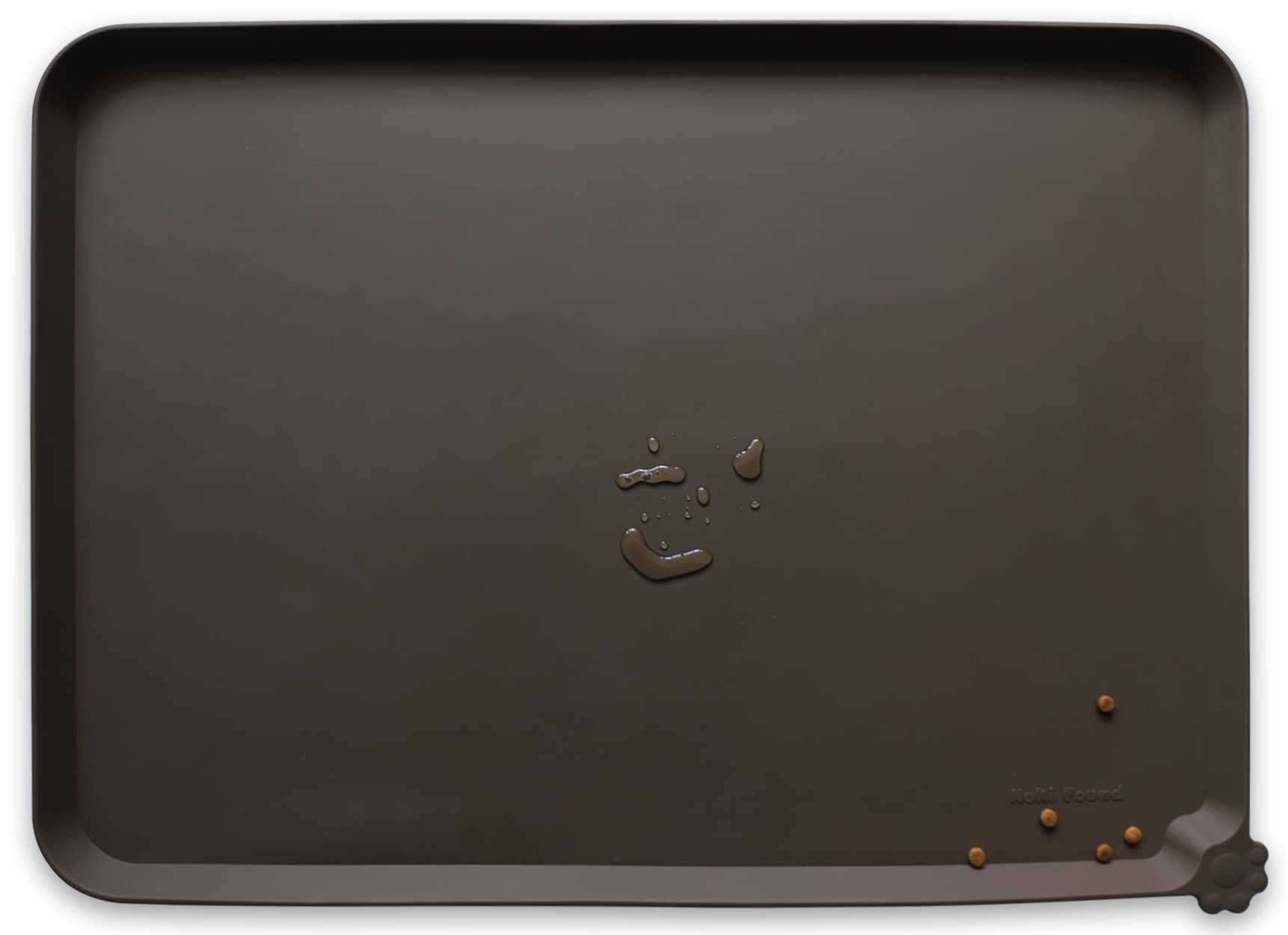 Hoki Found Tapis de gamelle en silicone pour animal domestique - Tapis antidérapant pour gamelle de chien et chat - Tapis d'alimentation imperméable pour chien et chat - Café