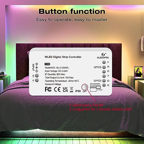 Image of Gledopto WLED Digital Light Strip Controller WiFi DC5-24V WS2812B 2811 SK6812 RGB RGBW Led Strip Light No Hub (WLED Digital Strip Controller)