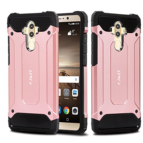 Mate 9 Funda, J&D [Armadura Delgada] [Doble Capa] [Protección Pesada] Híbrida Resistente Funda Protectora y Robusta para Huawei Mate 9 - Rose Oro
