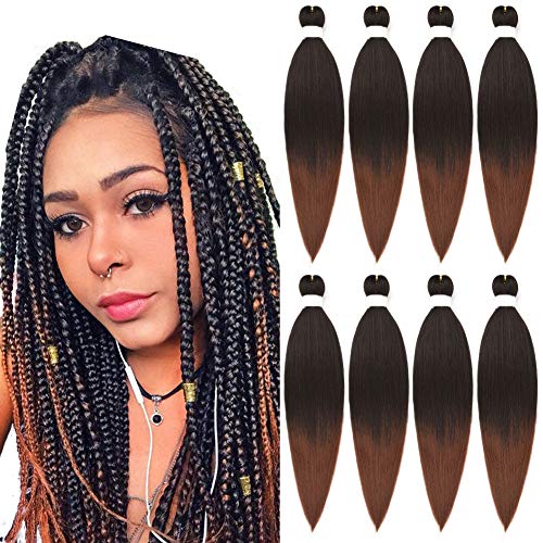 8Packs Pre-Stretched Braiding Hair 20" Yaki Braiding Hair Kanekalon Fiber Synthetic Easy Braid Crochet Braiding Hair Extension for Black Women #T30