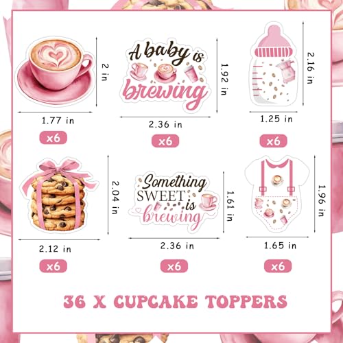 Décorations cupcake A Baby is Brewing pour baby shower thème café et biscuits - Lot de 24 - 6