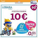 LEBARA Prepaid SIM-Karte mit 10€ Startguthaben ohne Vertrag | ab 1 Cent pro Min. ins Ausland telefonieren | Jetzt mit 5G surfen