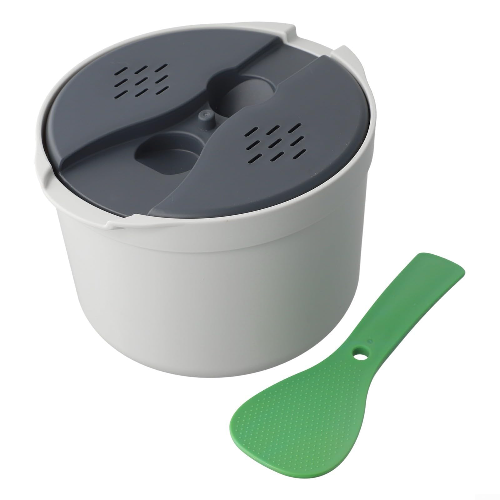 Cuiseur à riz pour micro-ondes, cuiseur à riz multifonction pour légumes, pâtes et soupe avec passoire (vert)