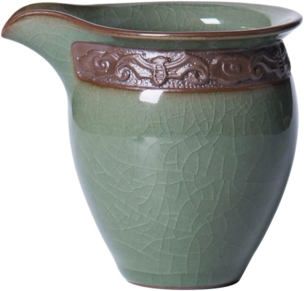 Gravy Boat Ice Crack Tea Set Fairness Cup Ceramic Divider Uniform Sea Juice Bucket Sauce Pot Sauce Pot(Green)